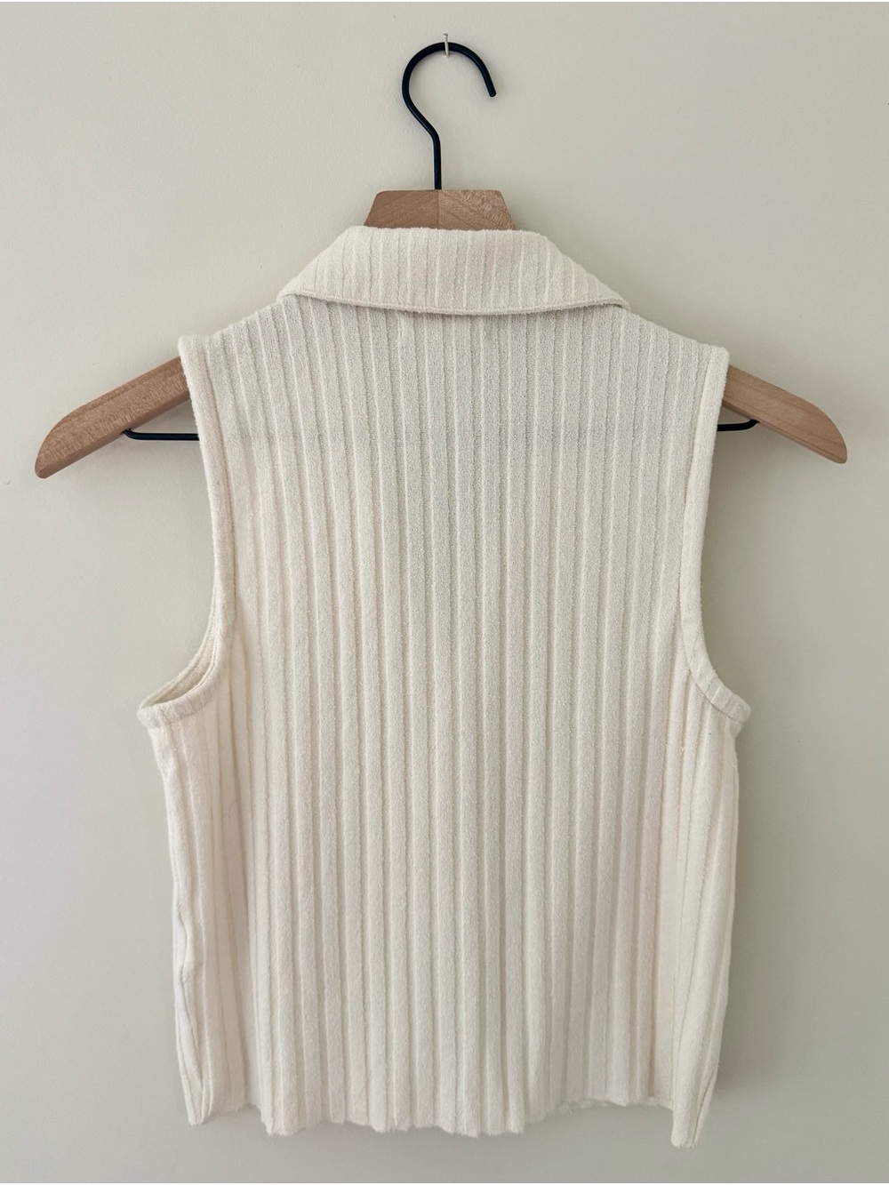 Madewell Ribbed Sleeveless Collared Knit Top - Cream - Picture 2 of 3